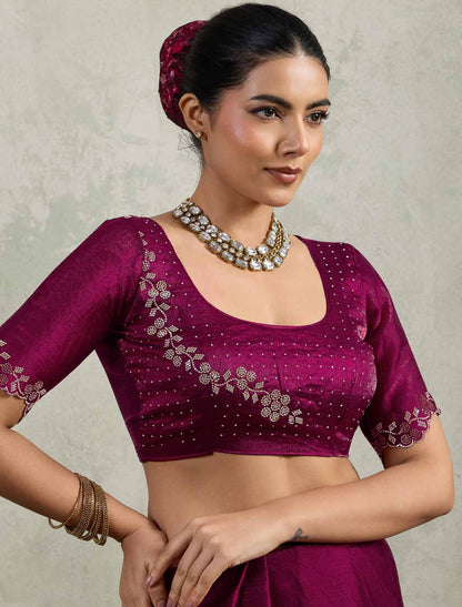 Ethnic Velvet Chiffon Dual Tone Zaekan Triple Layer Cutwork In C-Pallu Saree