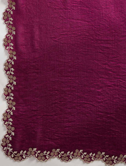 Ethnic Velvet Chiffon Dual Tone Zaekan Triple Layer Cutwork In C-Pallu Saree