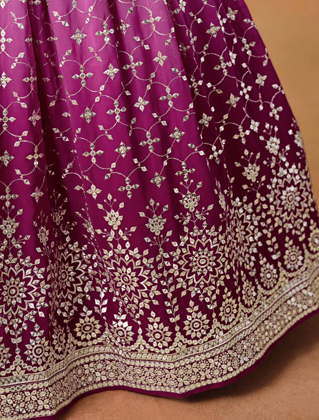Pink Ethnic Georgette Sequins Zari Designer Embroidered Lehenga Choli
