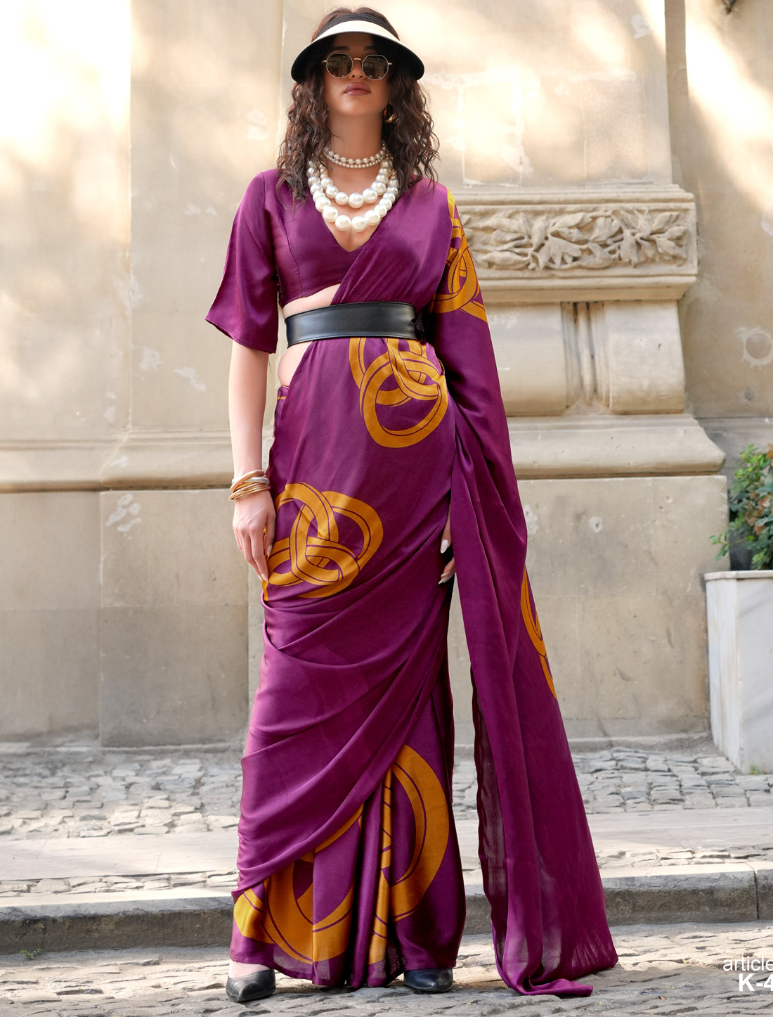 Maroon Spanish Satin Modern Design Pranch Finish Ethnic Saree