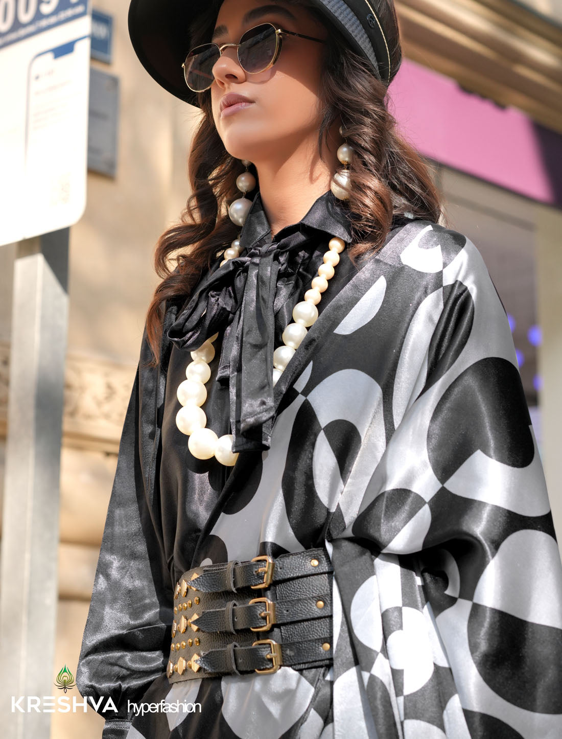 White & Black Spanish Satin Modern Design Pranch Finish Ethnic Saree