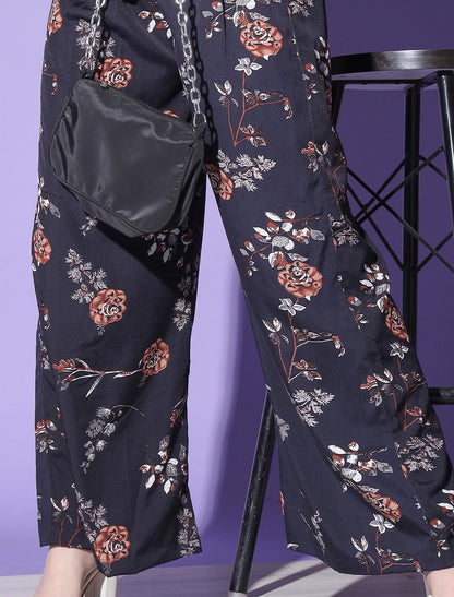 Black Opulent Women Platinum Crepe Print Co-ord Sets For Women