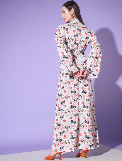 White Radiant Platinum Crape Designer Women Co-ord Sets