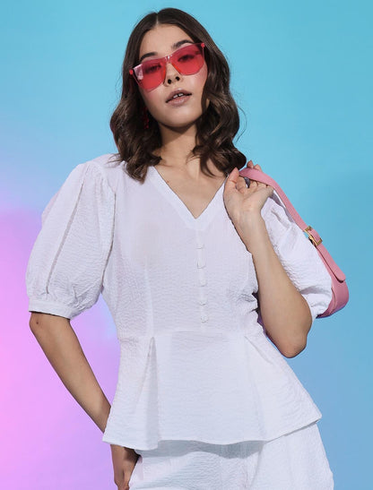 White Women Stylish Designer Fancy Co-ord Sets