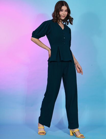Luxurious Teal Green Fancy Designer Co-ord Sets For Women