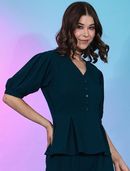 Luxurious Teal Green Fancy Designer Co-ord Sets For Women