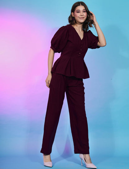 Fashionable Fancy Designer Maroon Co-ord Sets For Women