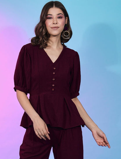 Fashionable Fancy Designer Maroon Co-ord Sets For Women