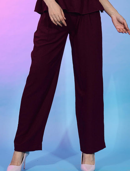Fashionable Fancy Designer Maroon Co-ord Sets For Women