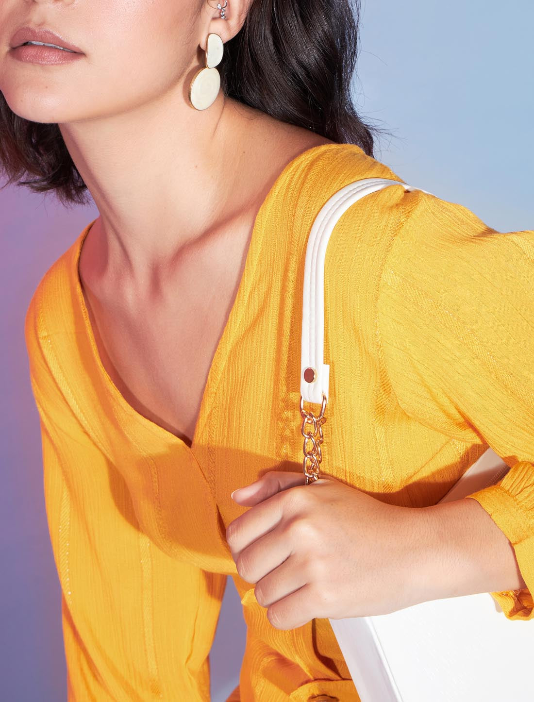 Chic Yellow Viscose Rayon Designer Cord-Sets For Women