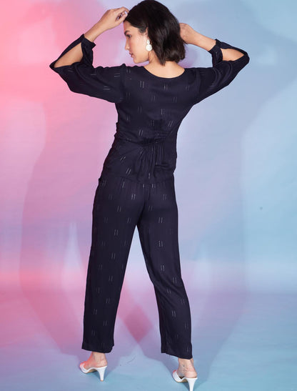 Navy Blue Stylish Designer Viscose Rayon Women Co-ord Sets