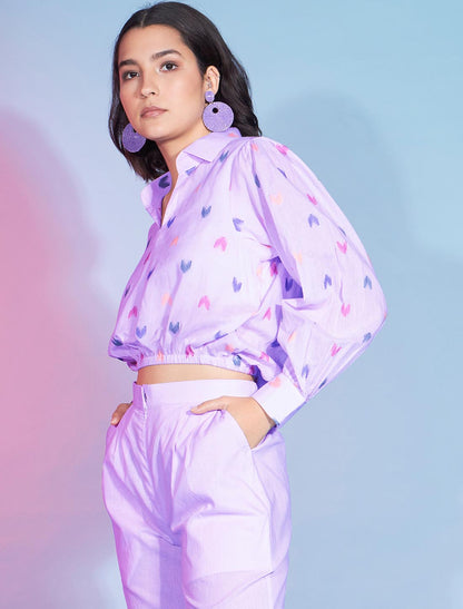 Luxurious Levender Cotton Designer Women Co-ord Sets