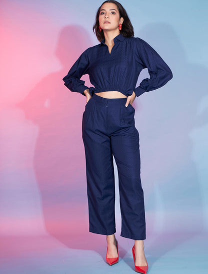 Versatile Navy Blue Viscose Rayon Designer Co-ord Sets For Women
