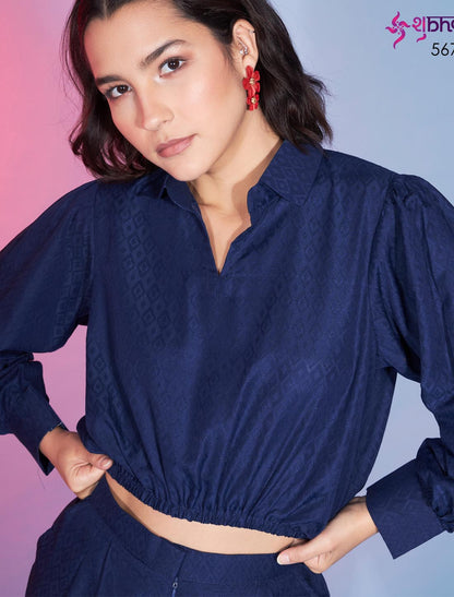 Versatile Navy Blue Viscose Rayon Designer Co-ord Sets For Women