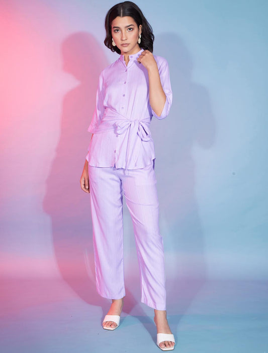 Lavender Elevate Designer Viscose Rayon Shrugs Type Cord-Sets For Women