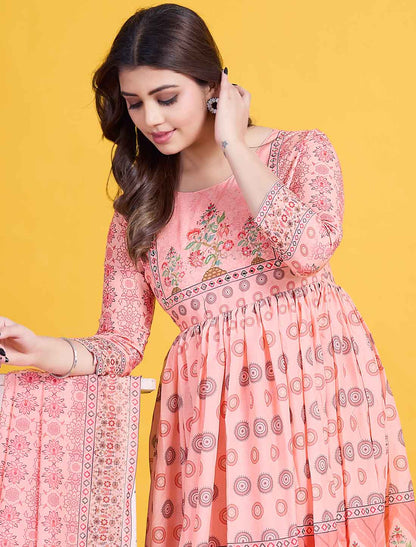 Ethnic Light Pink Mal Cotton Elegant And Comfortable Salwar Suits