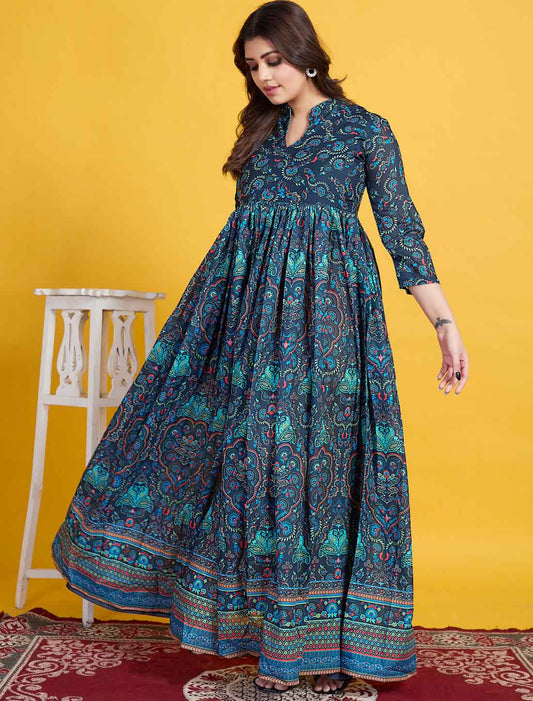 Ethnic Neavy Blue Muslin Elegant And Comfortable Salwar Suits