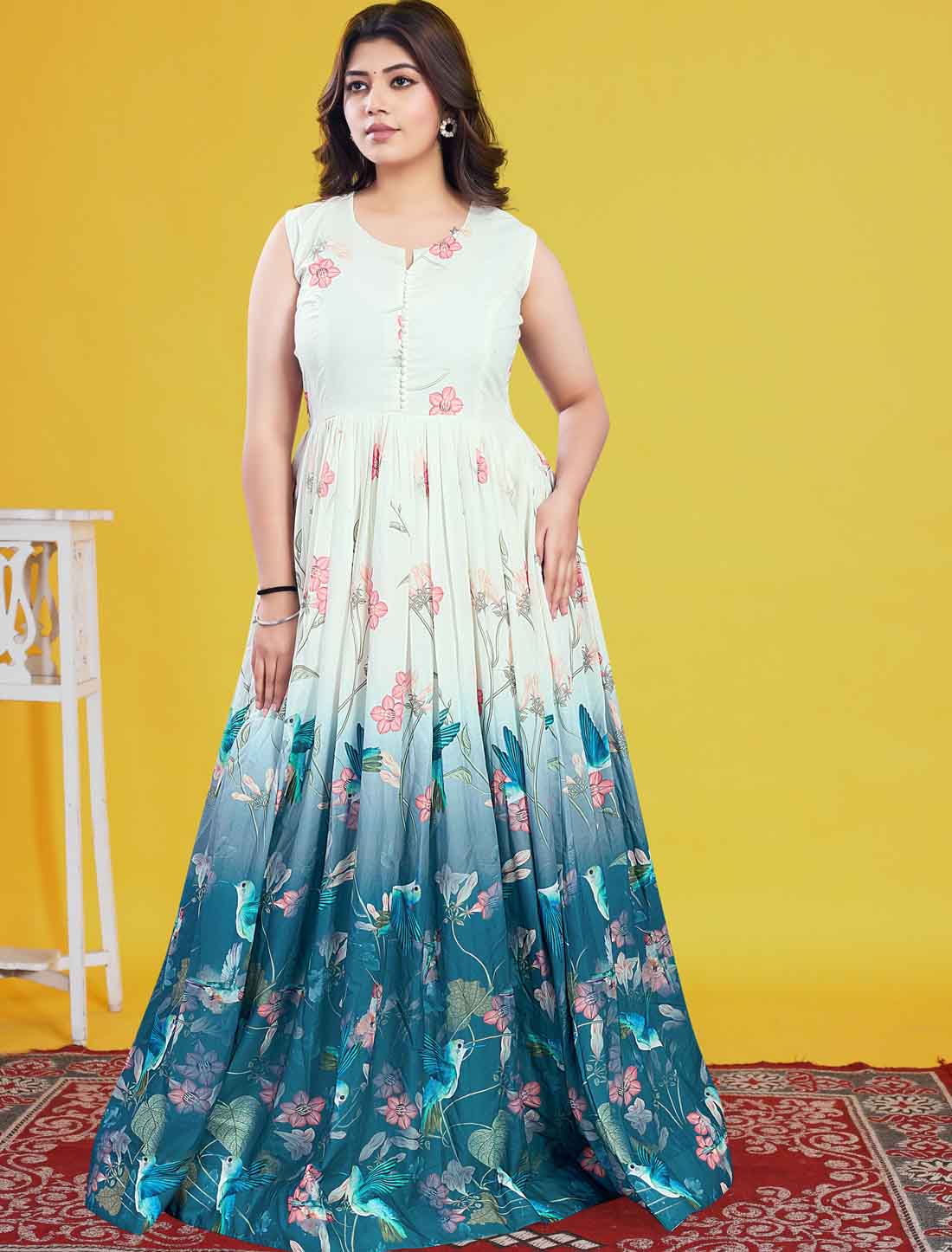 White & Blue Cotton Elegant And Comfortable Salwar Suits