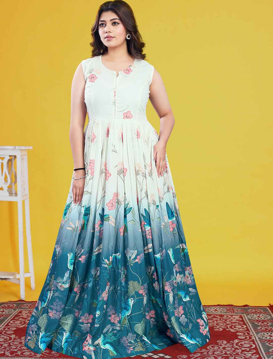 White & Blue Cotton Elegant And Comfortable Salwar Suits