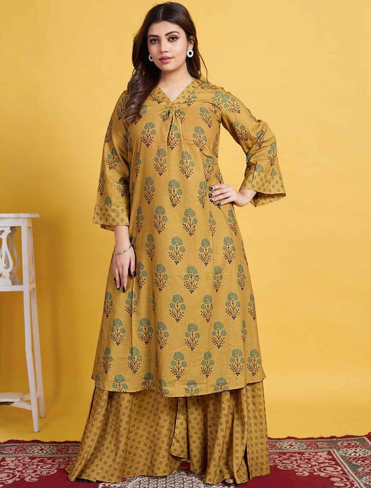 Mustard Yellow Cotton Elegant And Comfortable Ethnic Salwar Suits