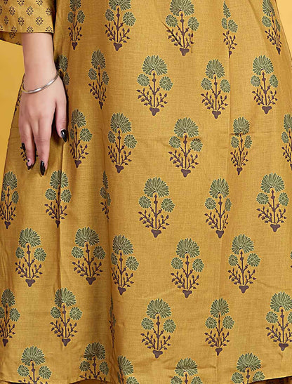 Mustard Yellow Cotton Elegant And Comfortable Ethnic Salwar Suits