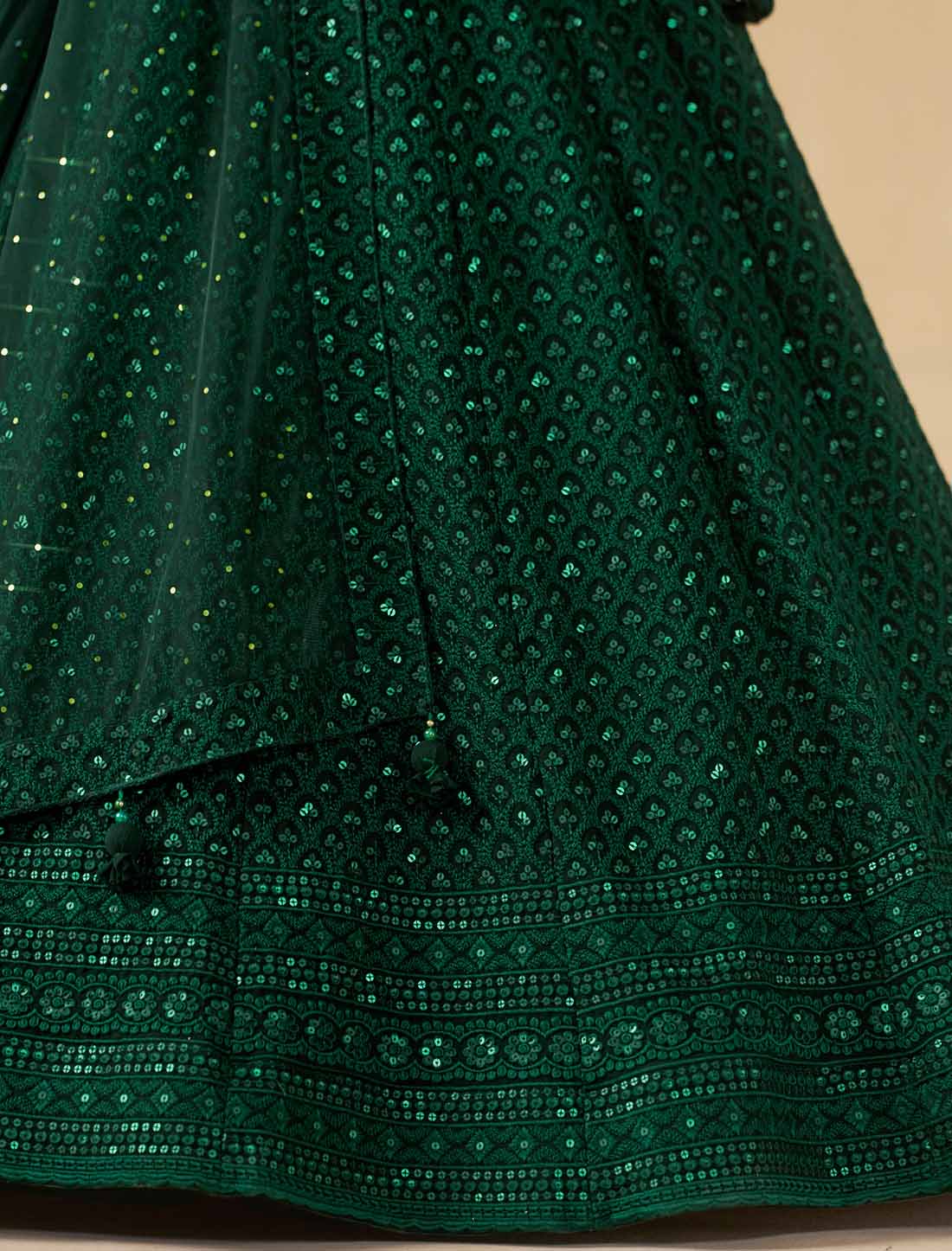 Green Soft Net With Georgette Thread Embroidered Ethnic Lehenga Choli