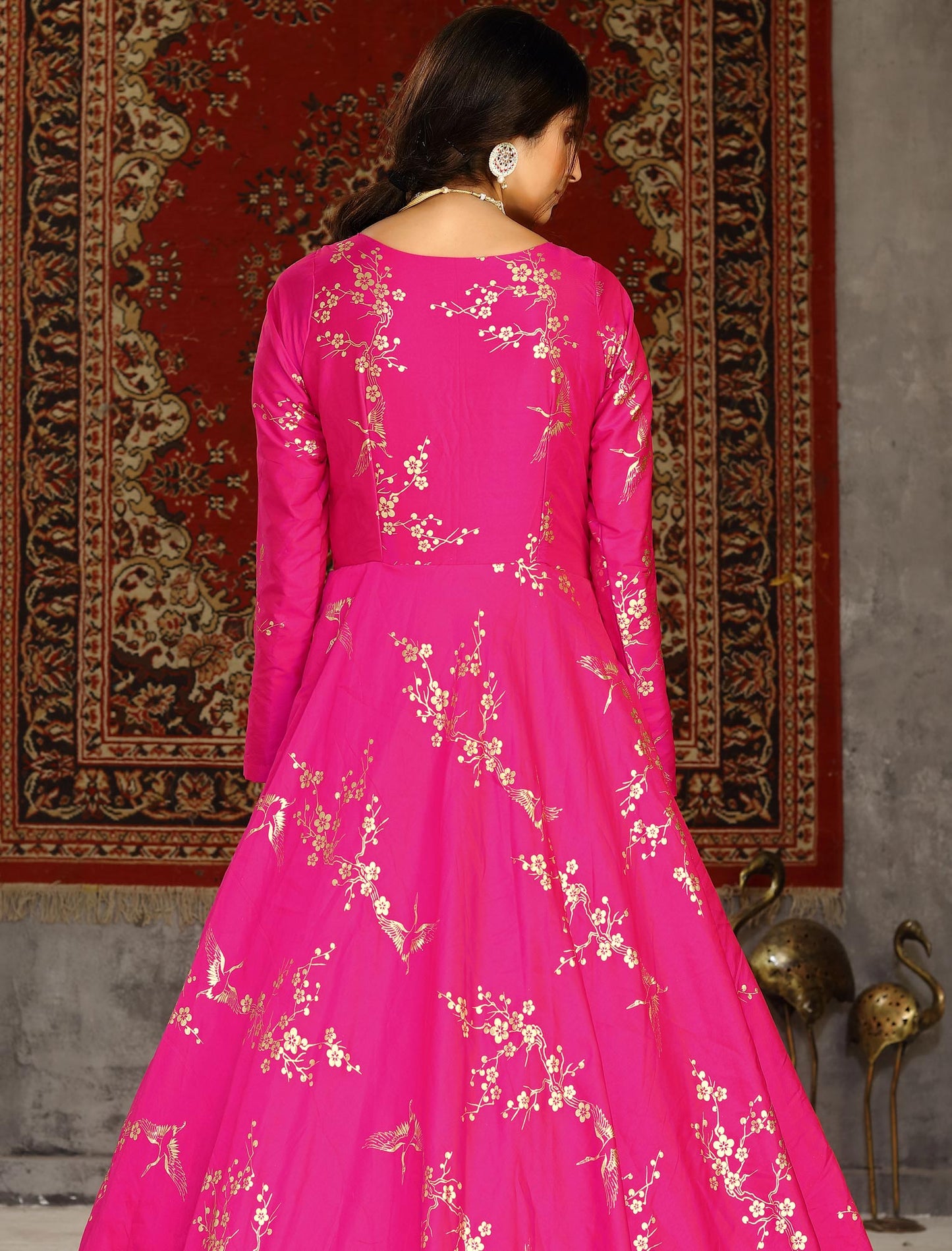 Deep Pink Designer Anarkali Ethnic Long Gown For Women