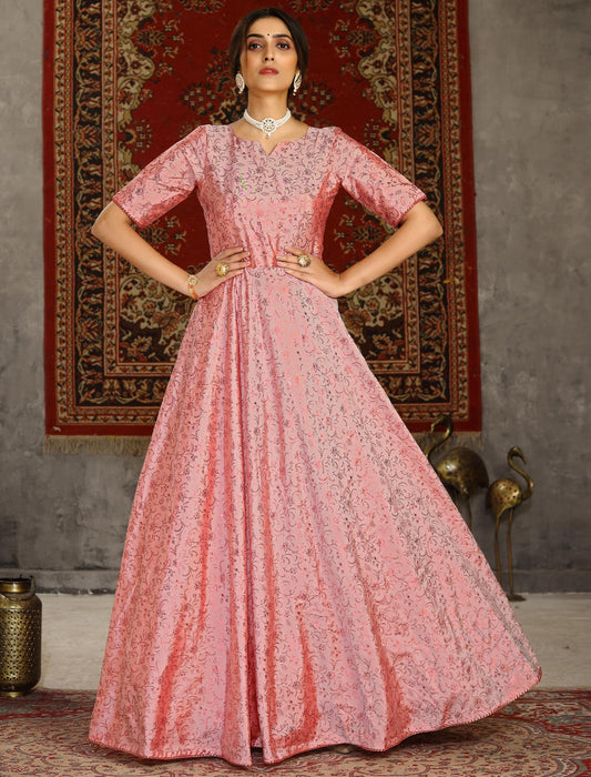 Designer Pink Anarkali Ethnic Long Gown for Women
