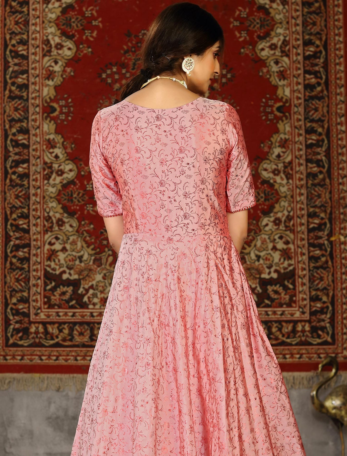 Designer Pink Anarkali Ethnic Long Gown for Women