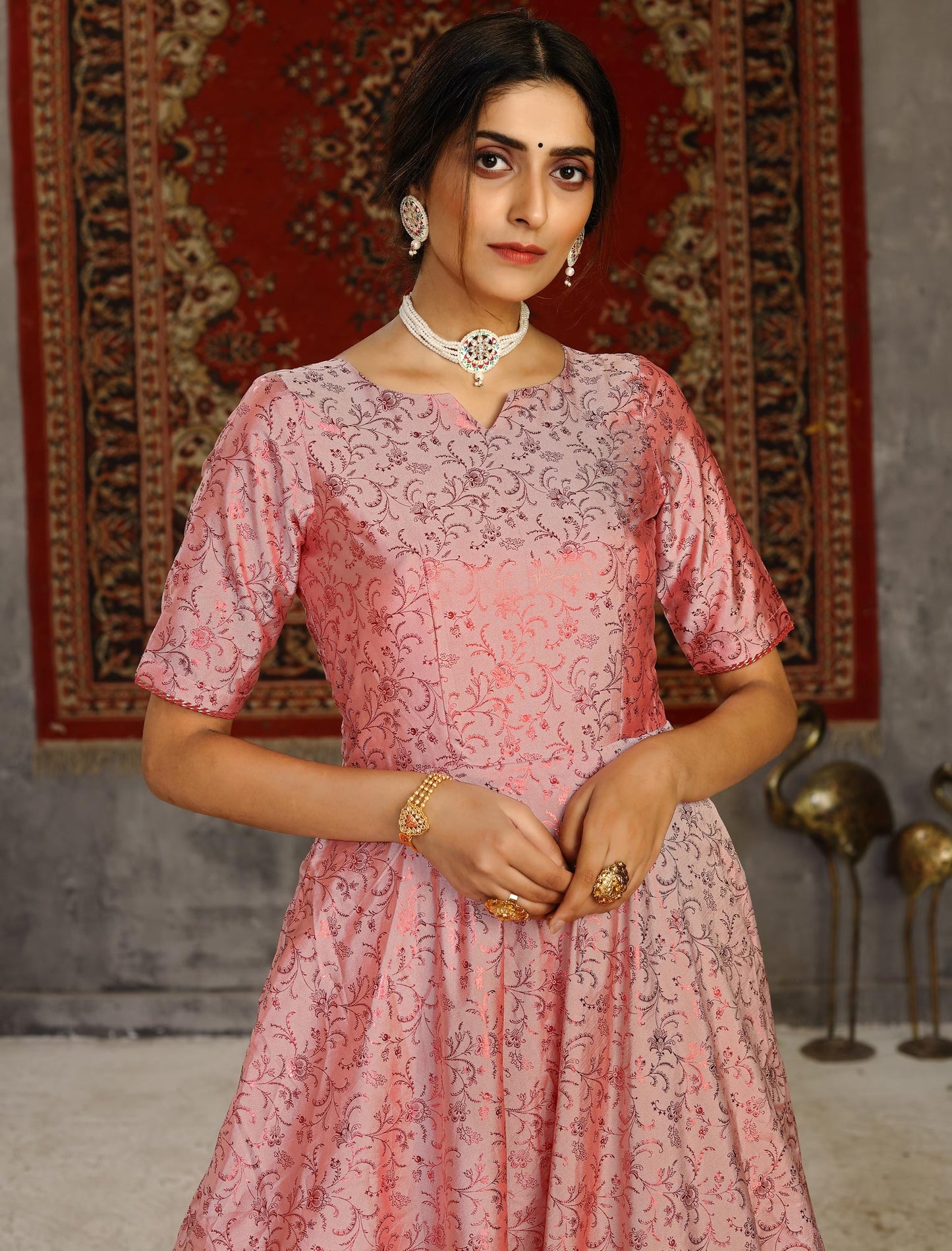 Designer Pink Anarkali Ethnic Long Gown for Women