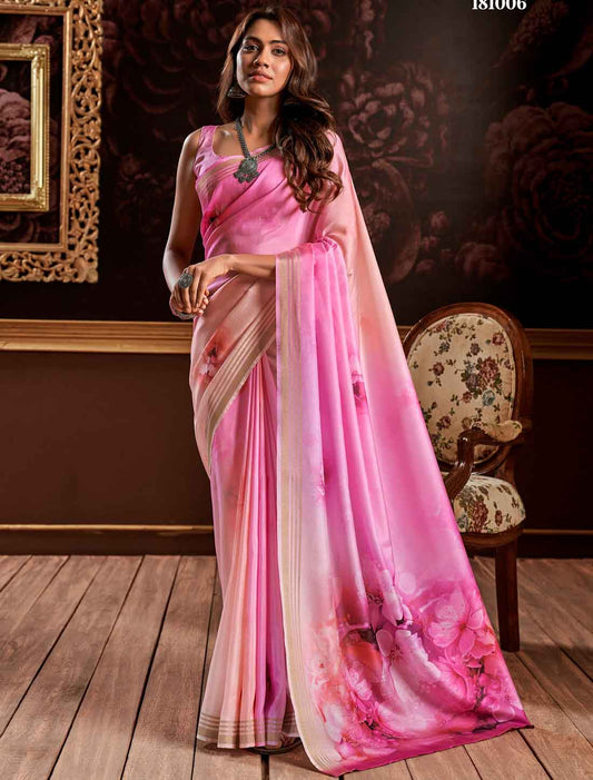 Digital Floral Handloom Silk Ethnic Party wear Saree