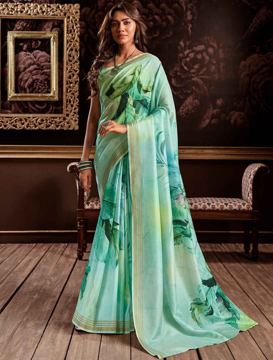 Handloom Silk Digital Floral Ethnic Party wear Saree