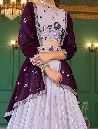 Georgette Beautiful Embroidered With Belt Traditional Lehenga Choli