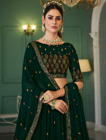 Elevate Your Wardrobe With Our Embroidered Green Lehenga Choli