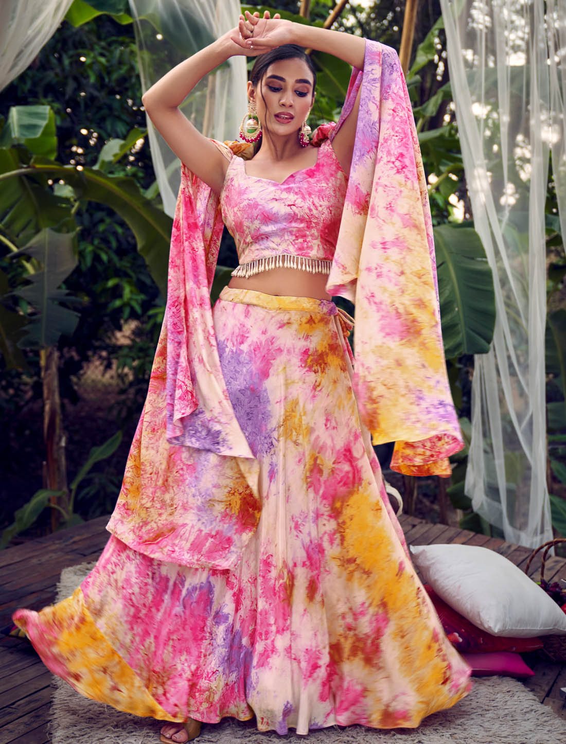 Purple Pink Ethnic Party Wear Silk Wedding Lehenga Choli For Women With Dupatta & Sophisticated Print Designs