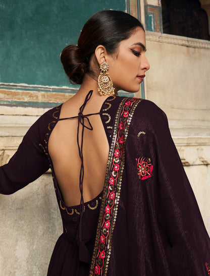 Purple Georgette Designer Party Wear Gown For Women