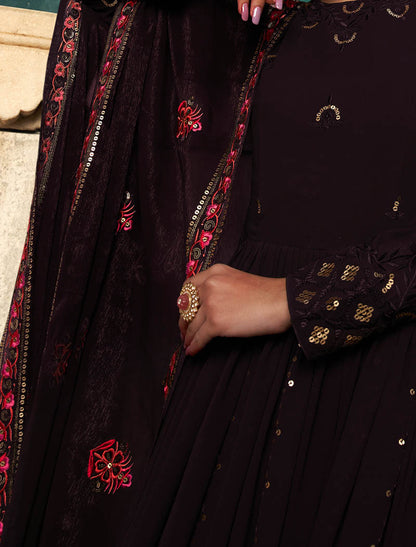 Purple Georgette Designer Party Wear Gown For Women