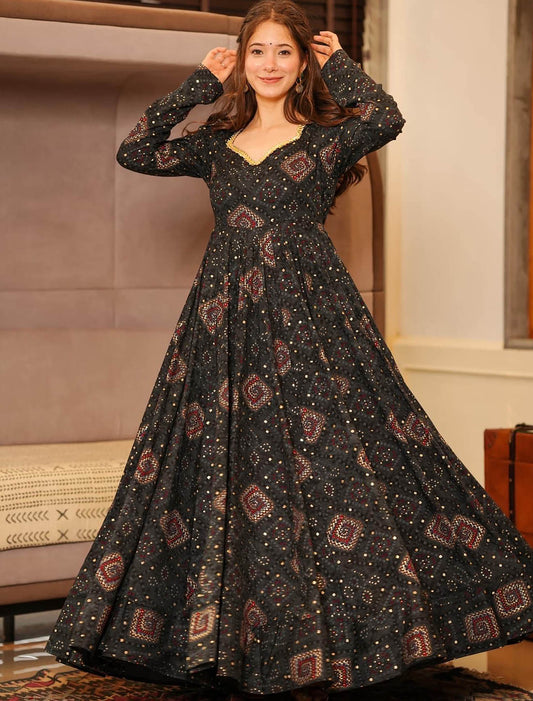 Elegant Heavy Rayon Anarkali Wedding Gown For Women Party Wear