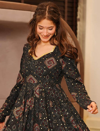 Elegant Heavy Rayon Anarkali Wedding Gown For Women Party Wear