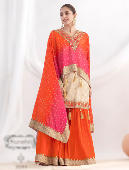 Freesize Sharara Set – Mirror Embroidery (Up to XL)