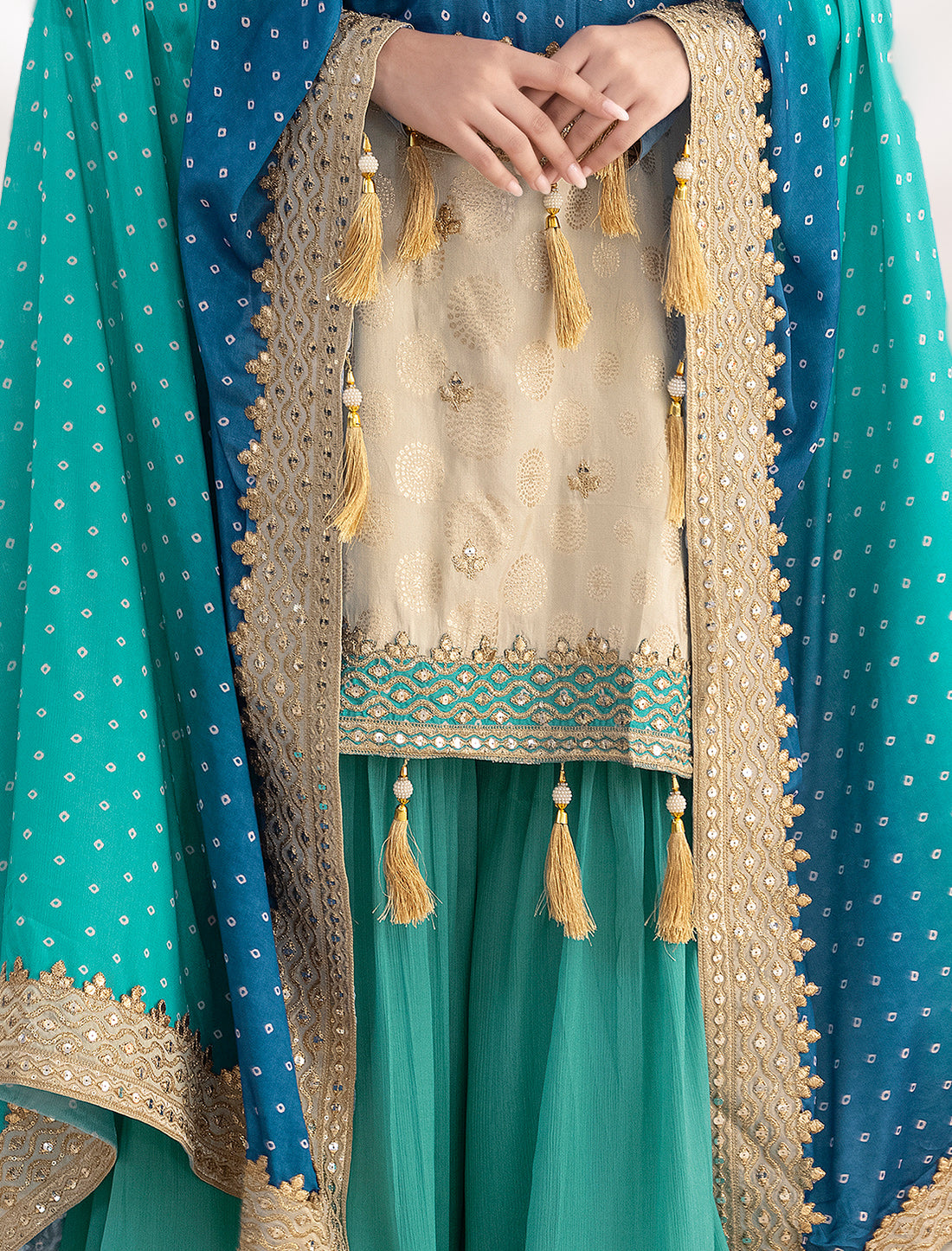Elegant Freesize Party Wear Sharara with Dupatta