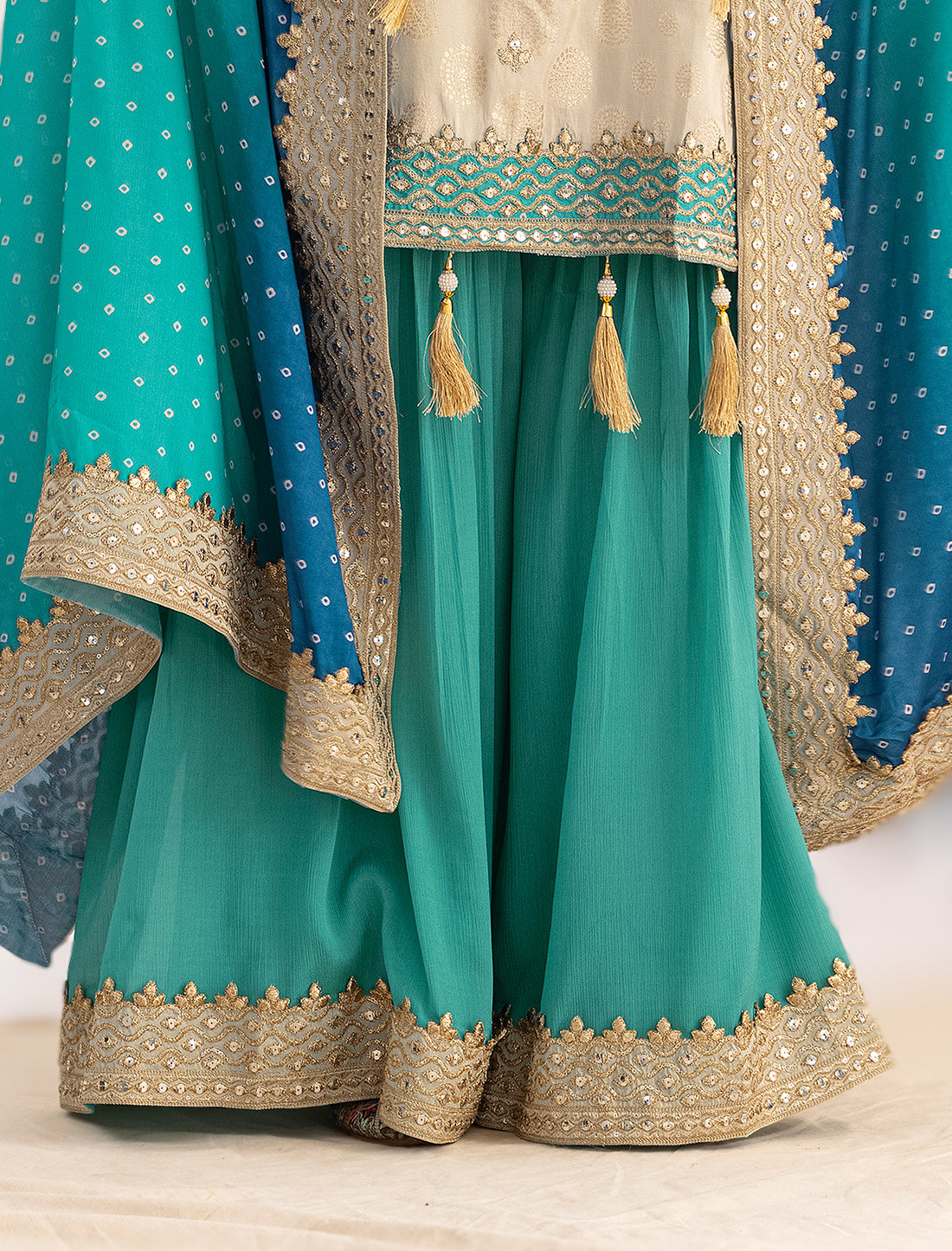 Elegant Freesize Party Wear Sharara with Dupatta