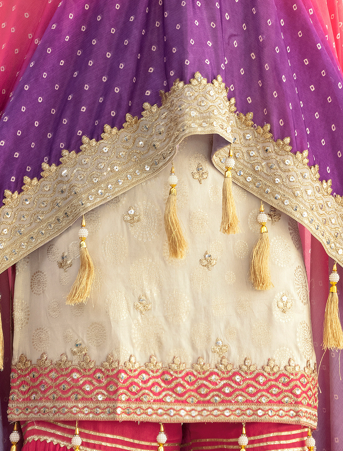 Stylish Mirror Work Sharara Set Freesize Fit