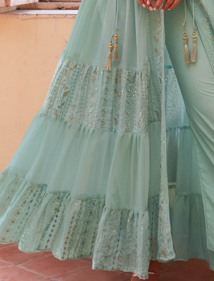 Experience Firozi Georgette Ethnic Wear Kurti Sets For Women