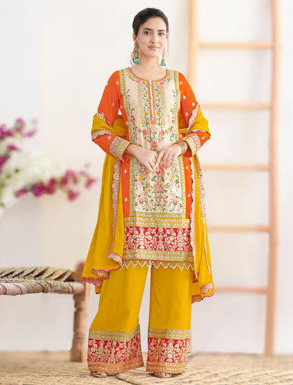 Premium Ethnic Wear for Women – Freesize Chinnon Set with Mirror Work