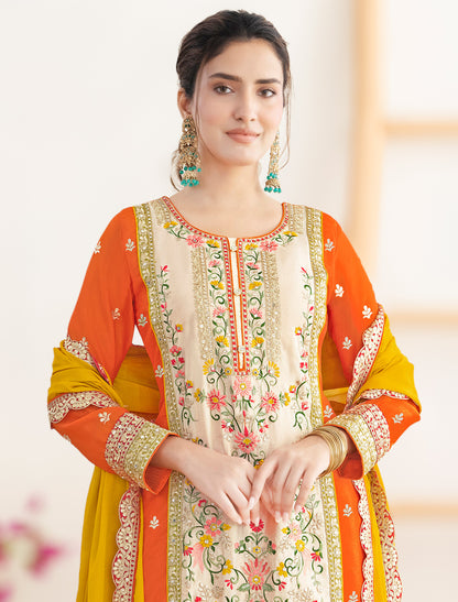 Premium Ethnic Wear for Women – Freesize Chinnon Set with Mirror Work