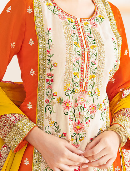 Premium Ethnic Wear for Women – Freesize Chinnon Set with Mirror Work