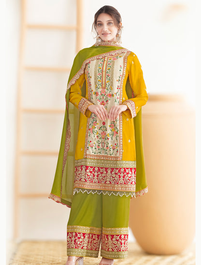 Freesize Ethnic Wear India – Premium Chinnon Embroidered Set