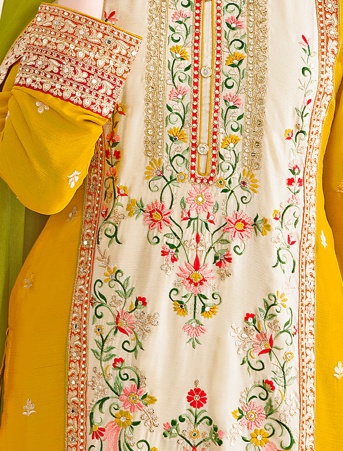 Freesize Ethnic Wear India – Premium Chinnon Embroidered Set
