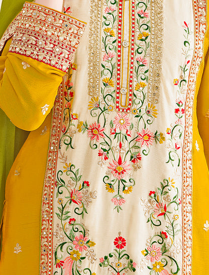 Freesize Ethnic Wear India – Premium Chinnon Embroidered Set